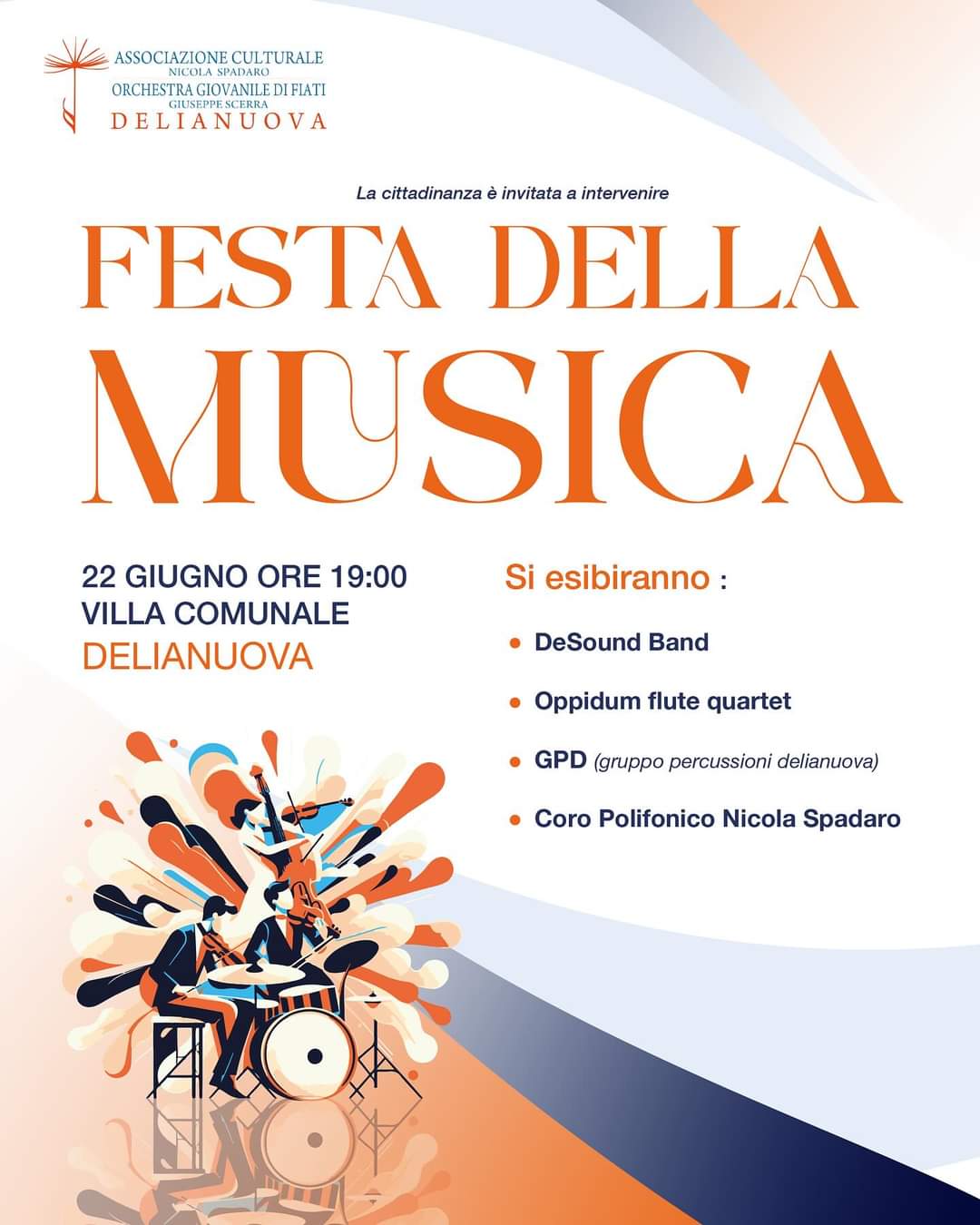 Festa della musica – Concerto presso la Villa comunale di Delianuova giorno 22 giugno 2024, ore 19