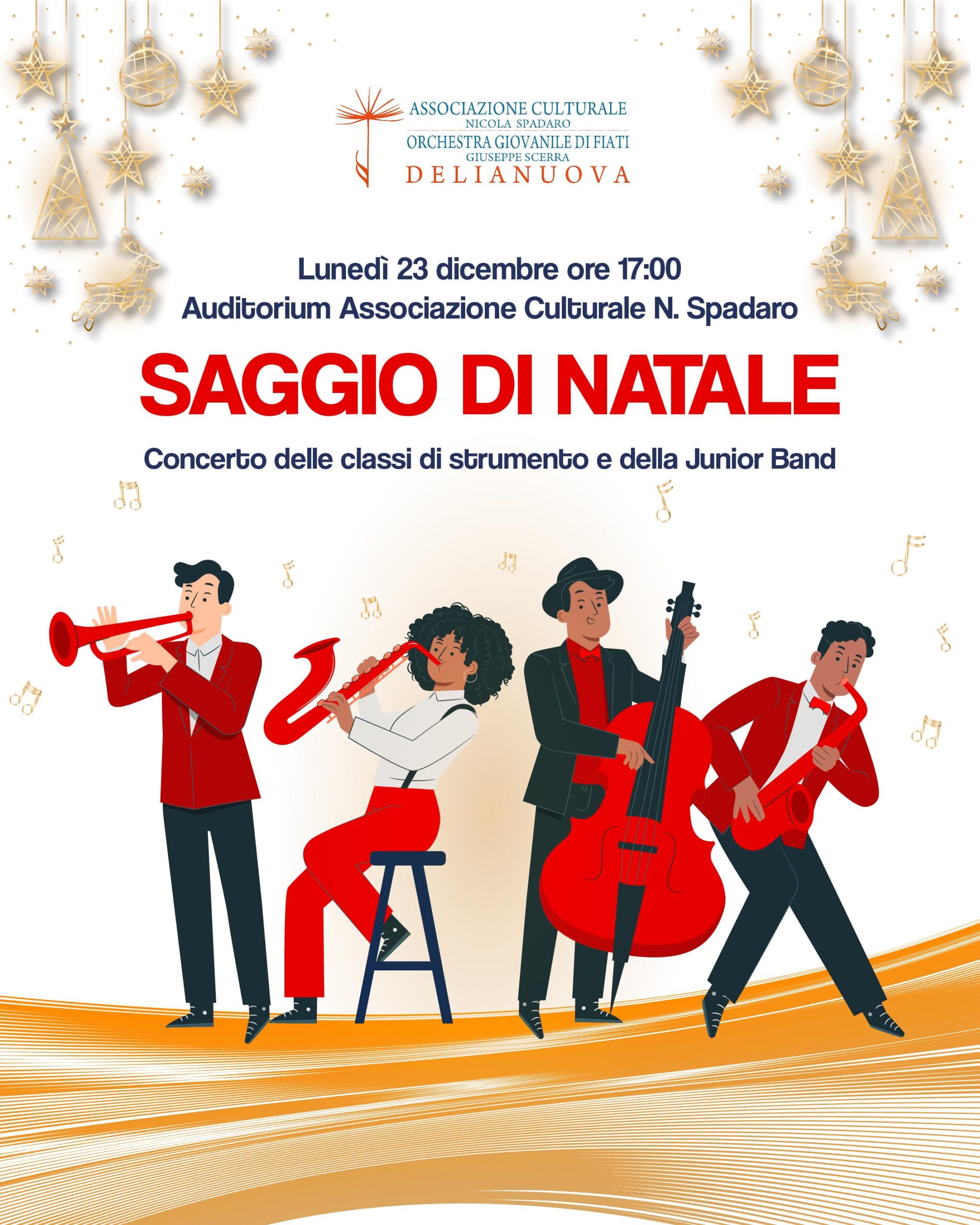 Saggio di Natale – Concerto delle classi di strumento e della Junior band – Lunedì 23 dicembre 2024