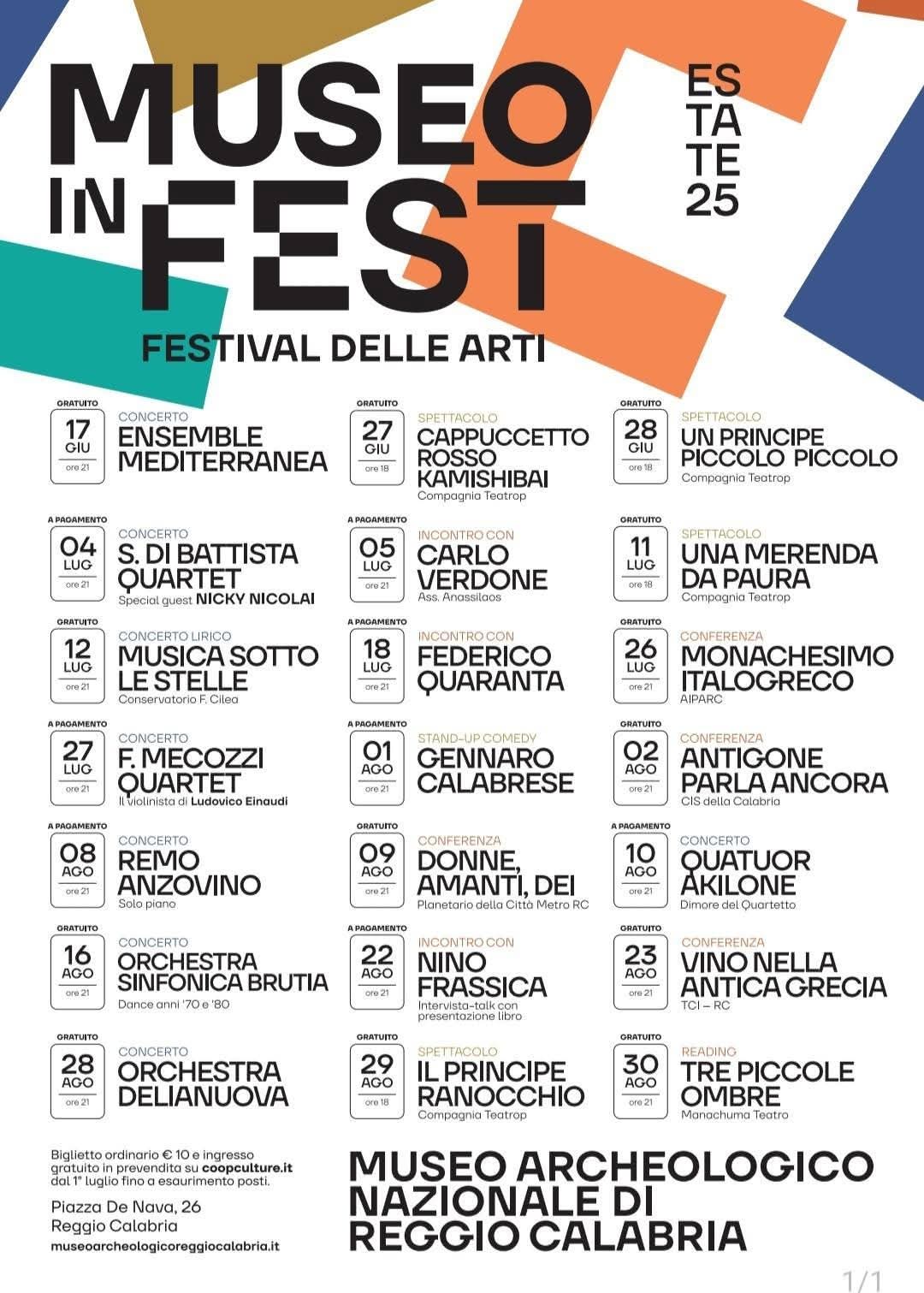 Museo In fest – Festival delle arti estate 2025 – Reggio Calabria