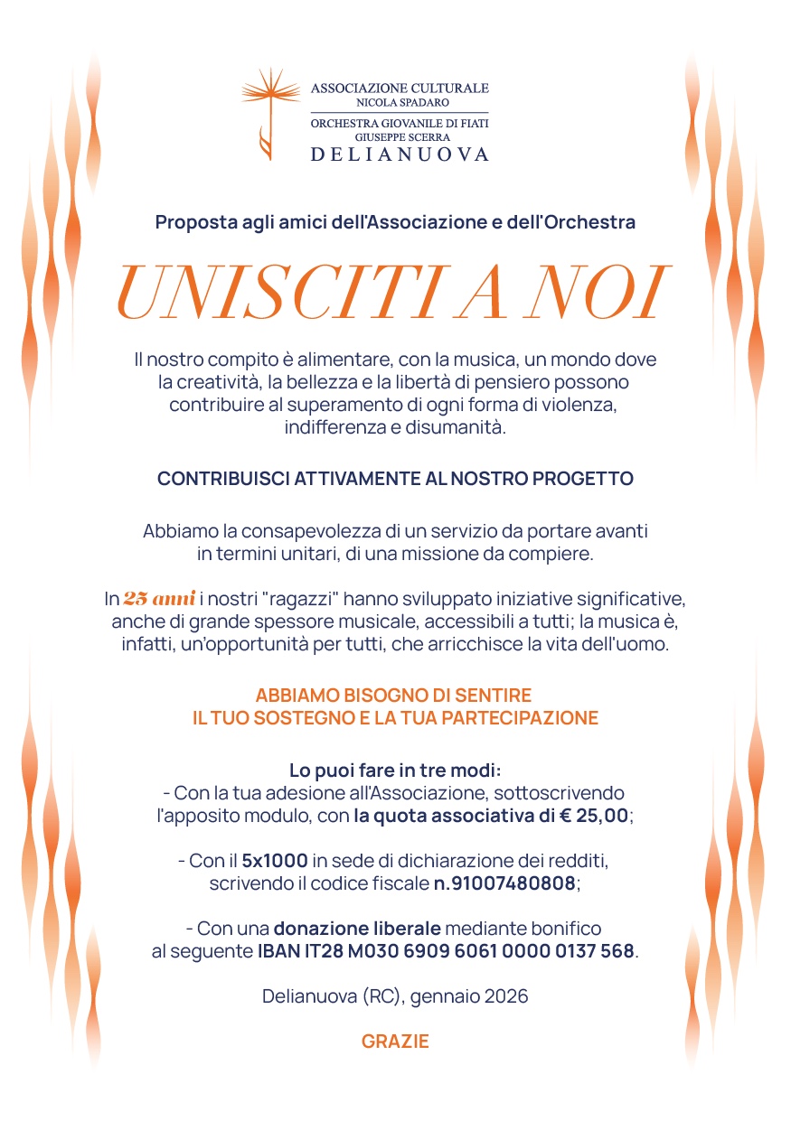 Locandina Unisciti a noi – Contributo per l’Associazione gennaio 2026