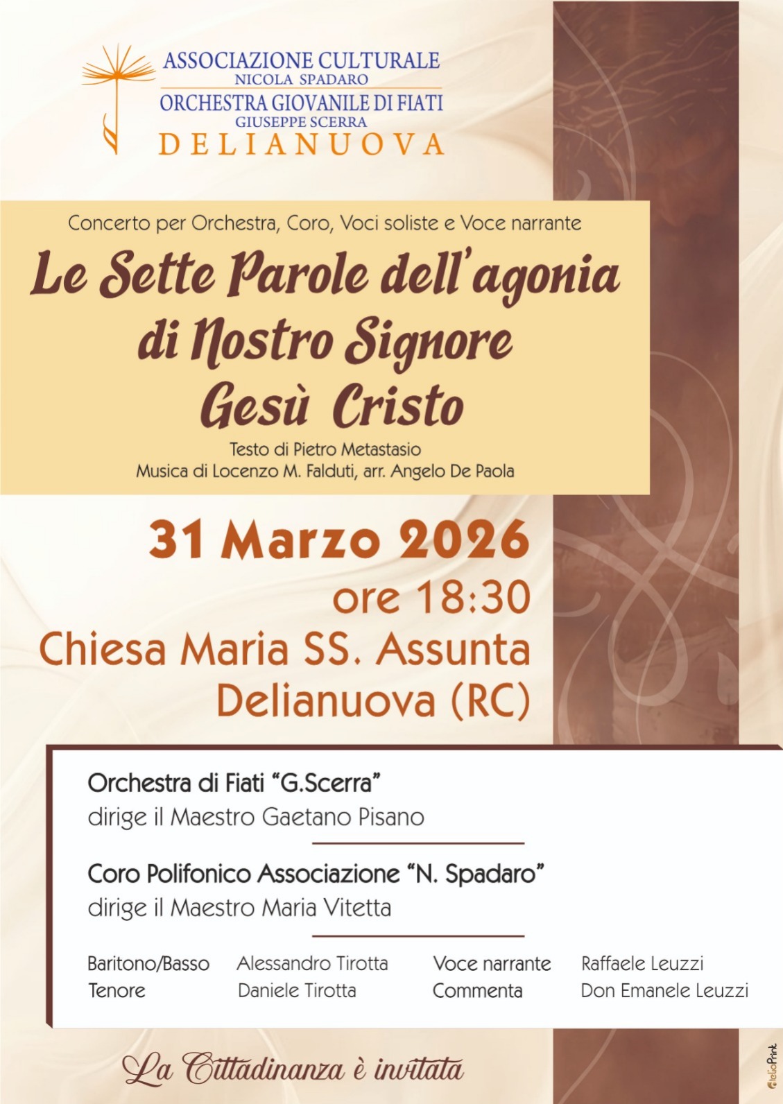 Le sette parole dell’agonia di N. S. Gesù Cristo – 31-03-2026, ore 18.30